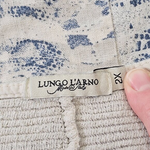 Women's 2X Lungo L'Arno Italy 100% Linen Short Sleeve Shirt Top Tee Blouse EUC - Picture 7 of 9